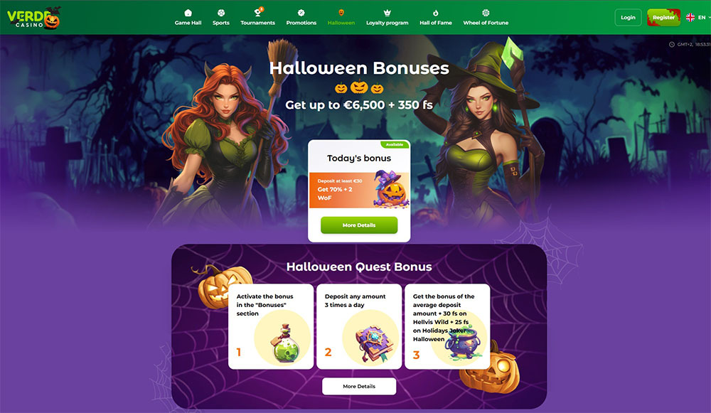 Verde Casino Halloween Bonuses & Promotions