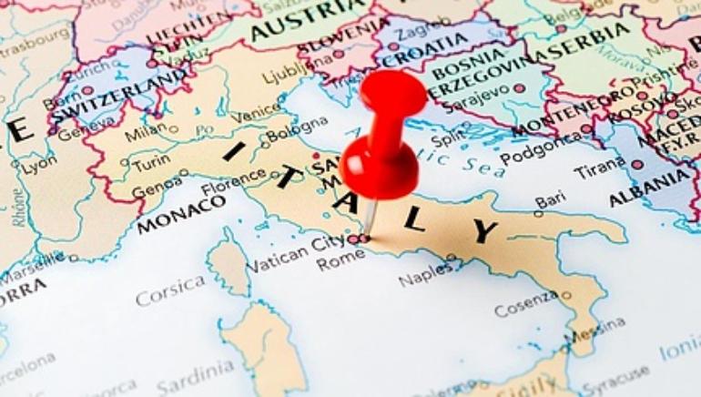 Italy marked on the map