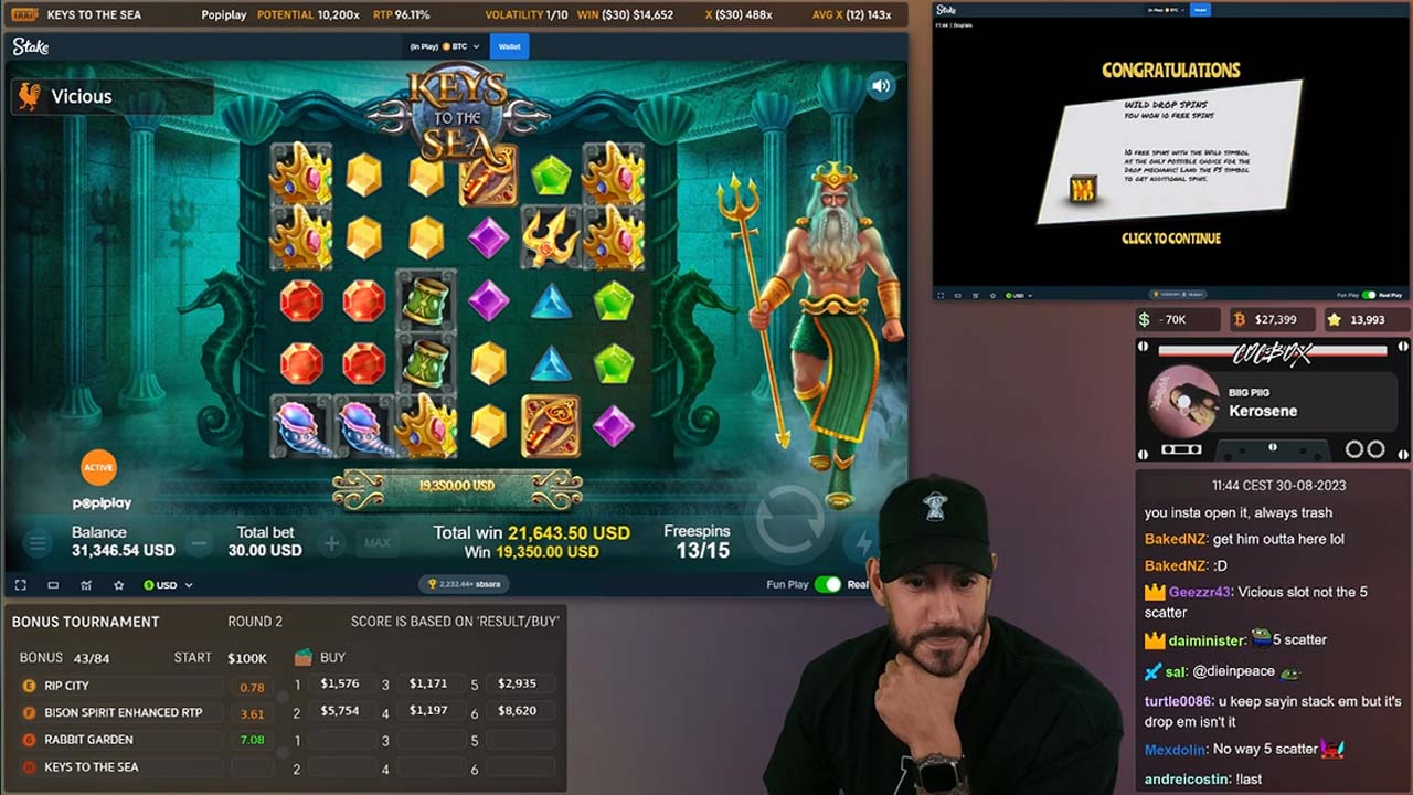 Adam playing keys to the sea slot by Popiplay