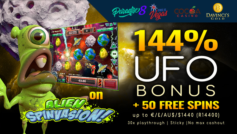Claim 50 Free Spins and up to $1,440 in Cash With Special UFO Bonus