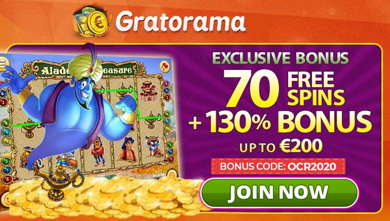 Pick Up 130% up to €200 & 70 Free Spins at Gratorama Casino