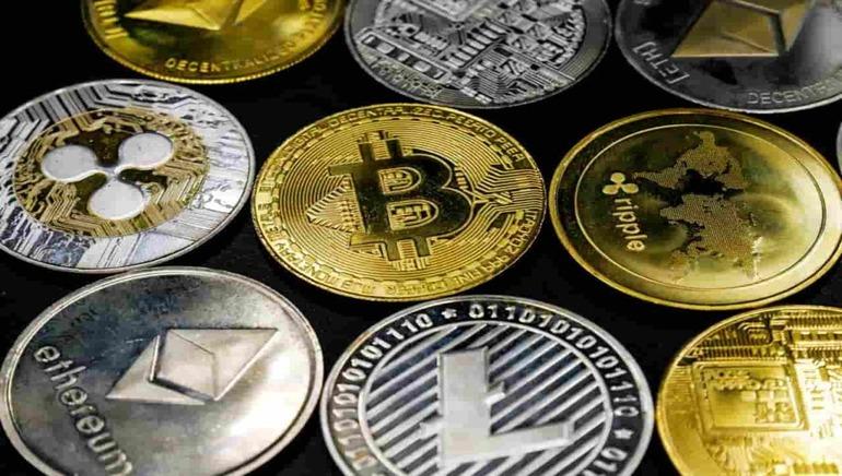 Physical cryptocurrency coins.