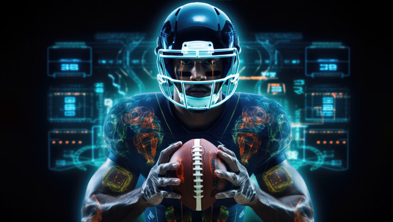 An Evolving Futuristic American Football Player
