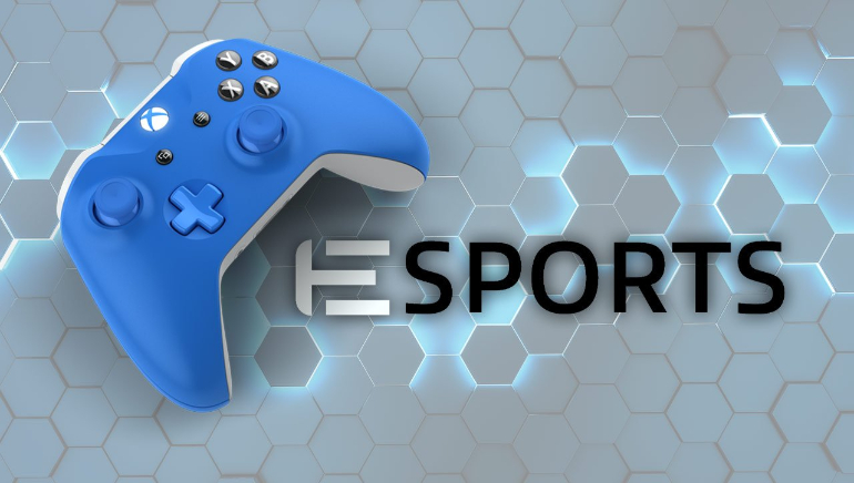 Esports logo with gaming remote