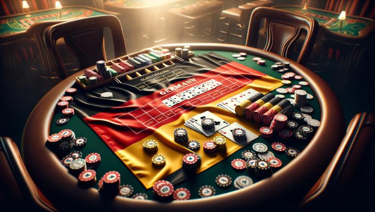 Blackjack Table with Chips on Germany Flag