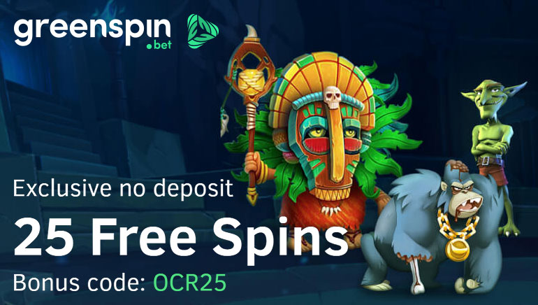 OCR Players Get 25 No Deposit Spins on Specific Mascot Slots at GreenSpin Casino + Wager Free Spins on First Deposit (T&C)