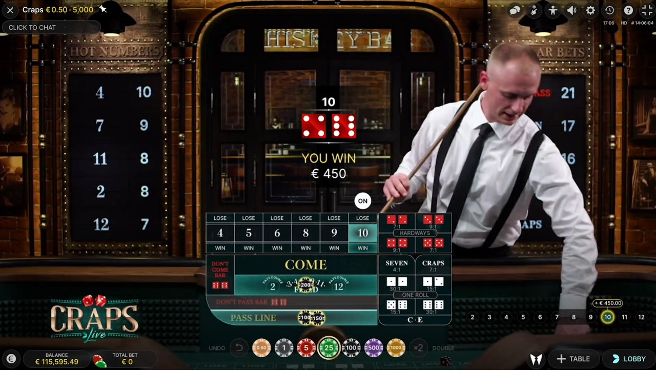 Live Craps Gameplay with a Live Dealer