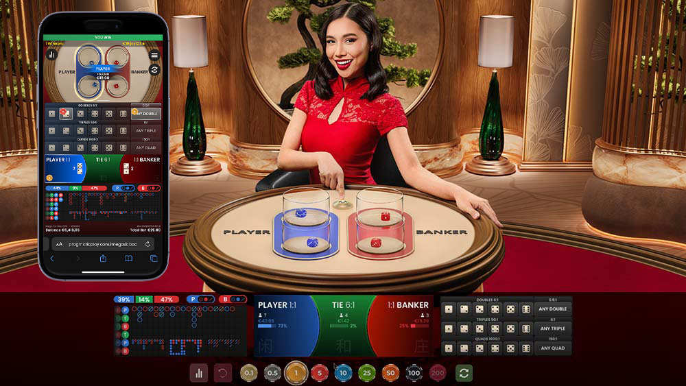 Dealer hosting Mega Sic Bac live casino game
