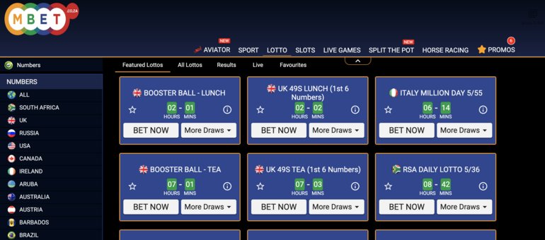 Softswiss Lottery Platform at Mbet South Africa