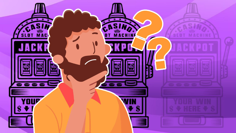 Confused man looking for disappearing slot machine