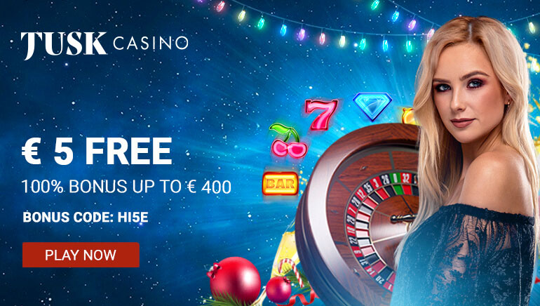 Tusk Casino Offering 100% Bonus & €5 No Deposit