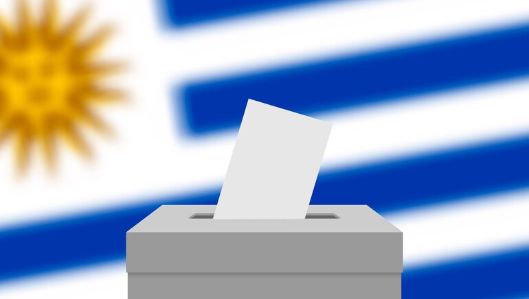 Uruguay flag in the background