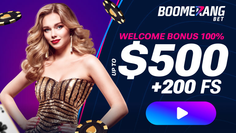 New Rewards at Boomerang Bet Casino - 100% Bonus & 200 Free Spins Offer