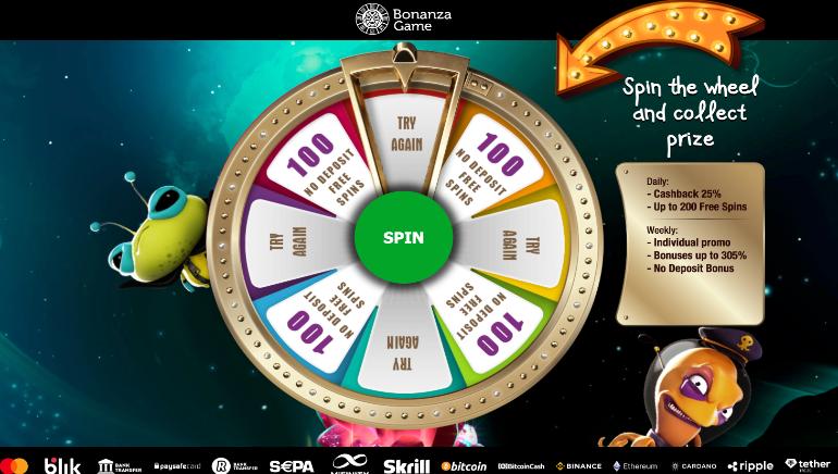 Spin the Fortune Wheel at Bonanza Game for Up to 200 No Deposit Free Spins and 25% Daily Cashback!