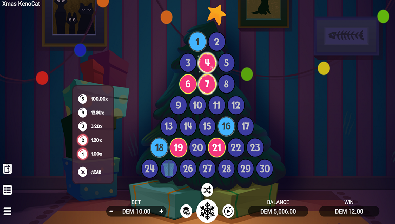 Join A Cartoon Cat In Evoplay Entertainments' New Xmas Keno Cat Game